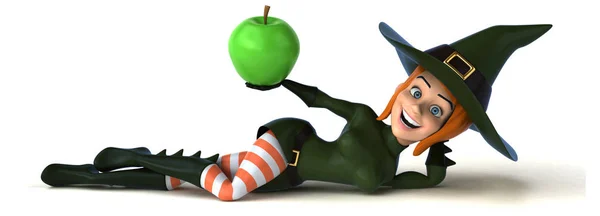 Sexy bruxa segurando maçã — Fotografia de Stock
