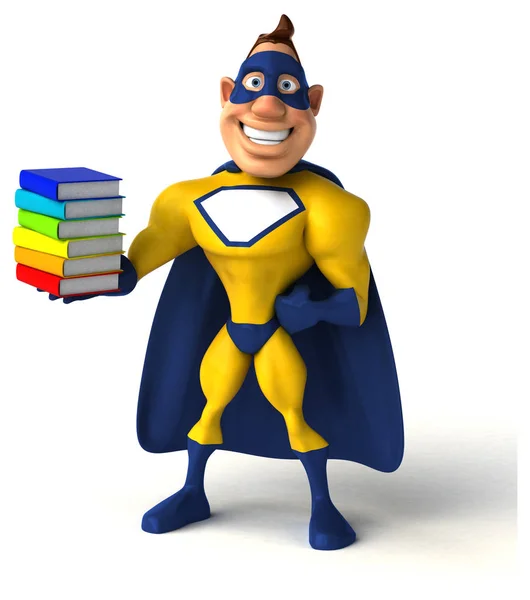 Super-herói segurando livros — Fotografia de Stock