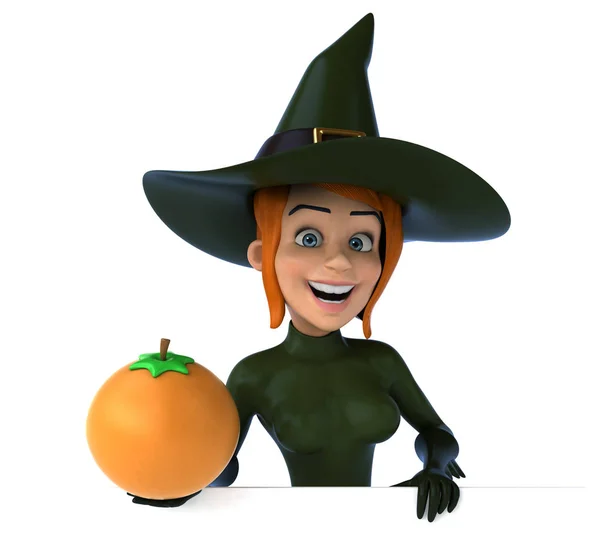 Sexy czarownica gospodarstwo pomarańczowy — Zdjęcie stockowe