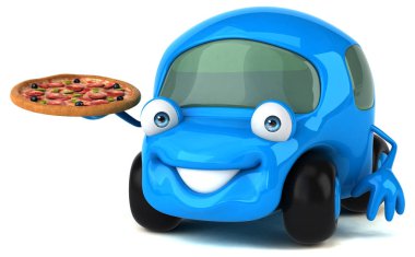 Eğlenceli araba holding pizza