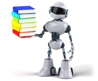 Robot holding kitaplar