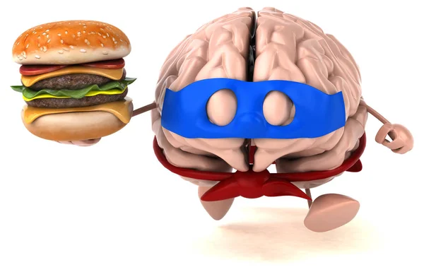 Cartoon znaków gospodarstwa hamburger — Zdjęcie stockowe