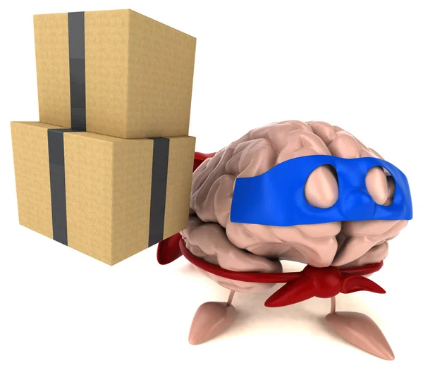 Cartoon character holding boxes — Stock Photo, Image