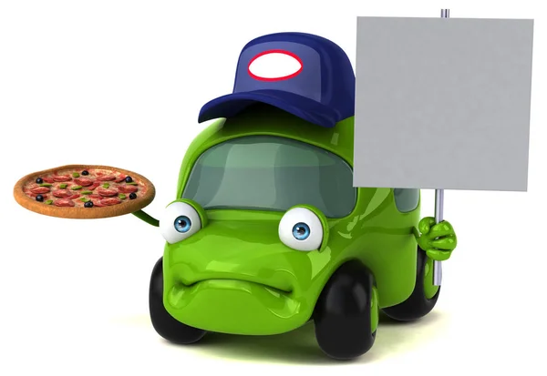 Fun car holding  pizza — Stock Photo, Image