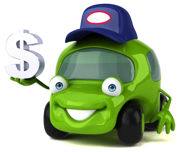 Fun car holding  dollar — Stock Photo, Image