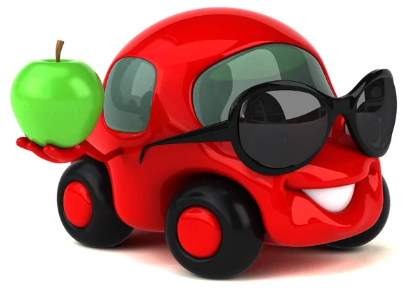 Fun car holding apple — Stock Photo, Image