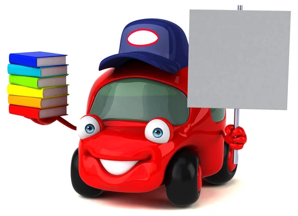 Divertido coche sosteniendo libros — Foto de Stock