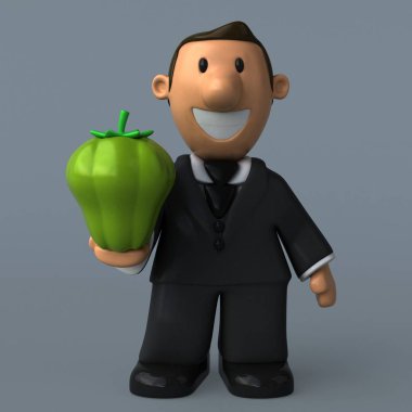 Çizgi film işadamı biber ile