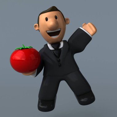 Çizgi film işadamı domates ile 