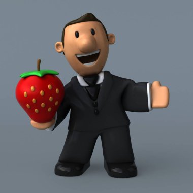 Çizgi film işadamı çilek ile  