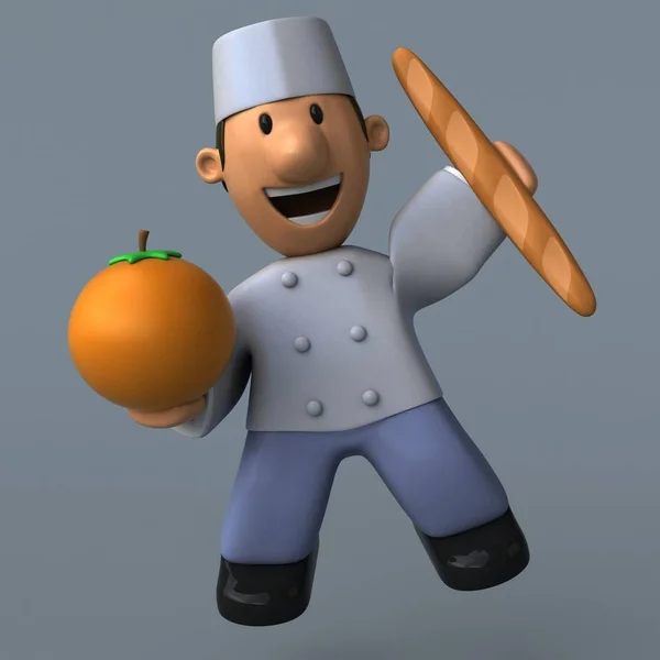 Spaß Cartoon-Figur mit orange — Stockfoto