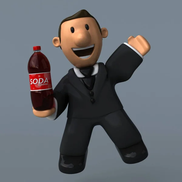Cartoon affärsman med soda — Stockfoto
