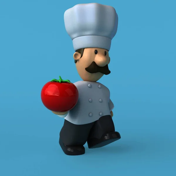 Zábava kuchař s rajčaty — Stock fotografie