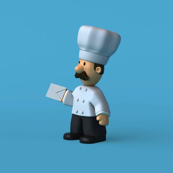 Fun chef with  letter — Stock Photo, Image