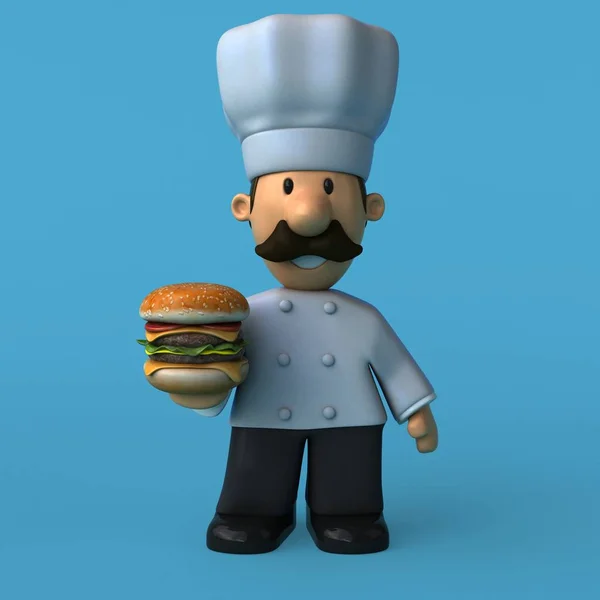 Leuk chef-kok met Hamburger — Stockfoto