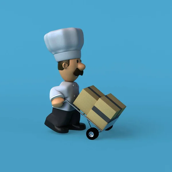 Divertido chef con cajas —  Fotos de Stock