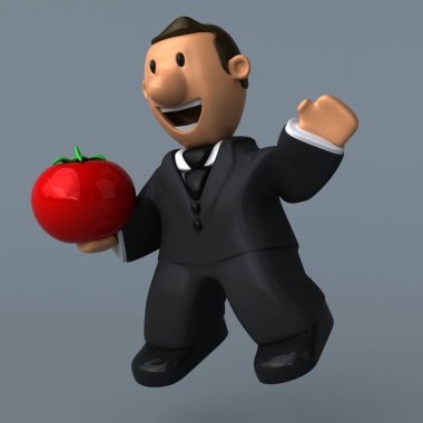 Çizgi film işadamı domates ile 
