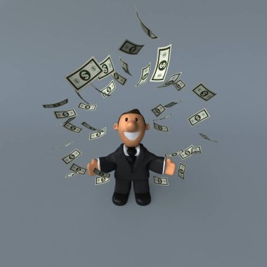 Çizgi film işadamı dolar ile