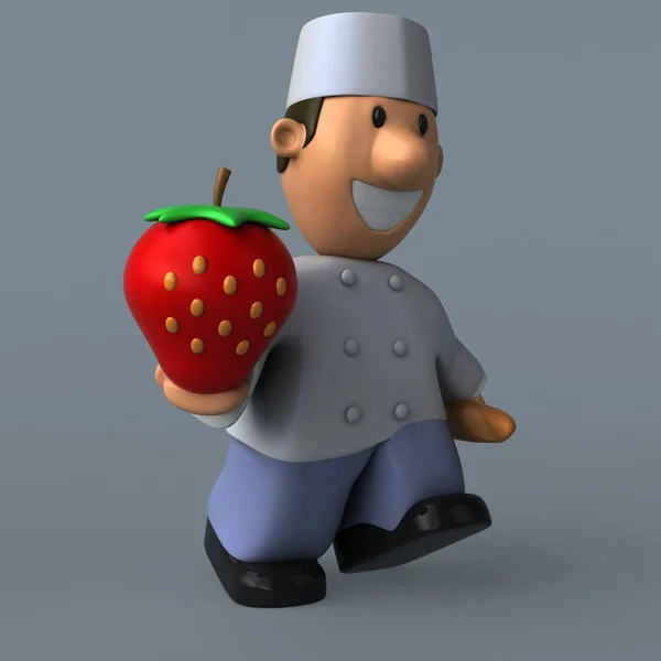 Cartoon character with strawberry — Stock Photo, Image
