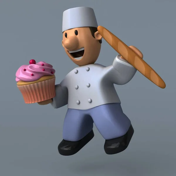 Cartoon bakker met cupcake — Stockfoto