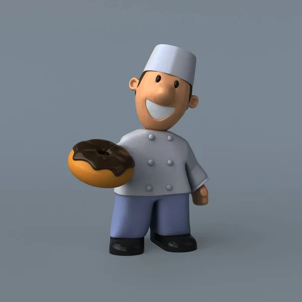 Personagem de desenho animado divertido com donut — Fotografia de Stock