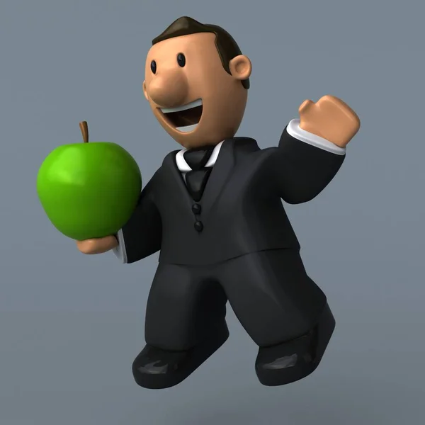 Cartoon Geschäftsmann mit Apfel — Stockfoto