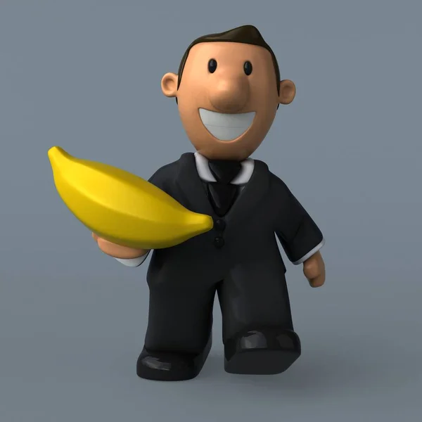 Empresario de dibujos animados con plátano — Foto de Stock