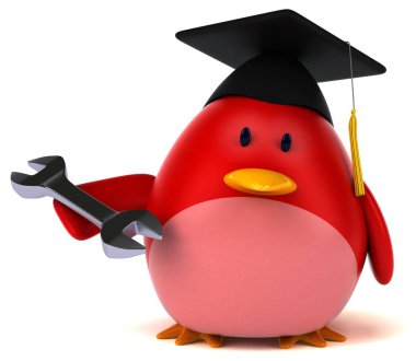 Aracı ile eğlenceli çizgi film karakteri 