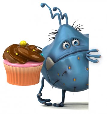 Eğlenceli çizgi film karakteri ile cupcake 