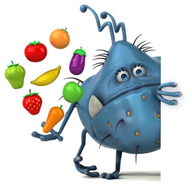 çizgi film karakteri meyve ve sebze ile 