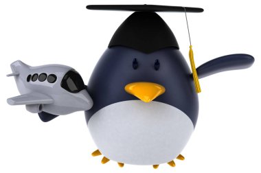 Uçak ile eğlenceli çizgi film karakteri 