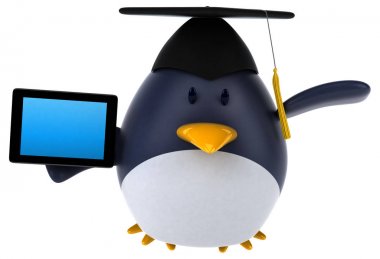 Tablet ile eğlenceli çizgi film karakteri  