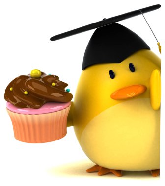 Eğlenceli çizgi film karakteri ile cupcake 