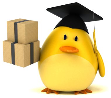 Kutuları ile eğlenceli çizgi film karakteri 