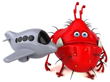 Uçak ile eğlenceli çizgi film karakteri 