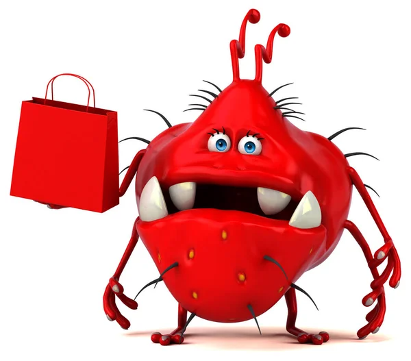 Fun cartoon character with bag — Stock Photo, Image