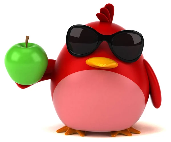 Fun cartoon character with apple — Stock Photo, Image