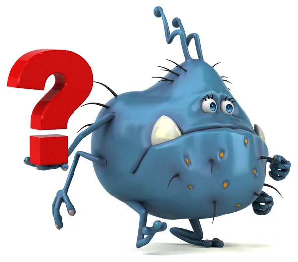 Fun cartoon character with question mark — Stock Photo, Image