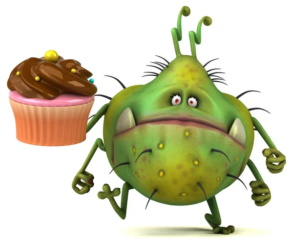 Divertido personaje de dibujos animados con cupcake —  Fotos de Stock