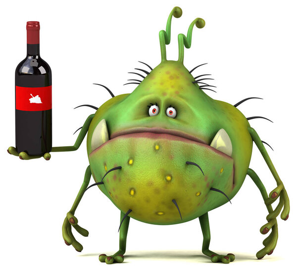 Fun cartoon character with wine  