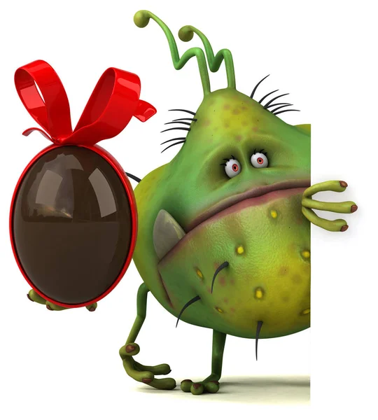 Fun cartoon character with egg — Stock Photo, Image