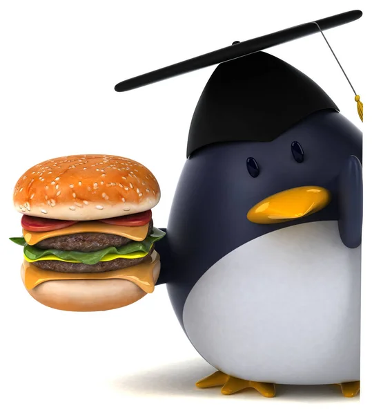 Hamburger ile eğlenceli çizgi film karakteri — Stok fotoğraf