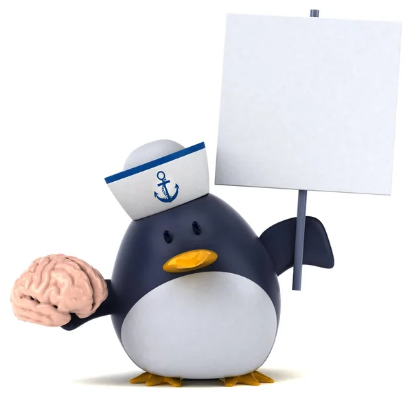 Personaggio cartone animato divertente con cervello — Foto Stock