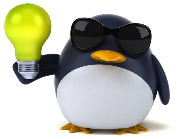 Fun cartoon character with light bulb — Stock Photo, Image