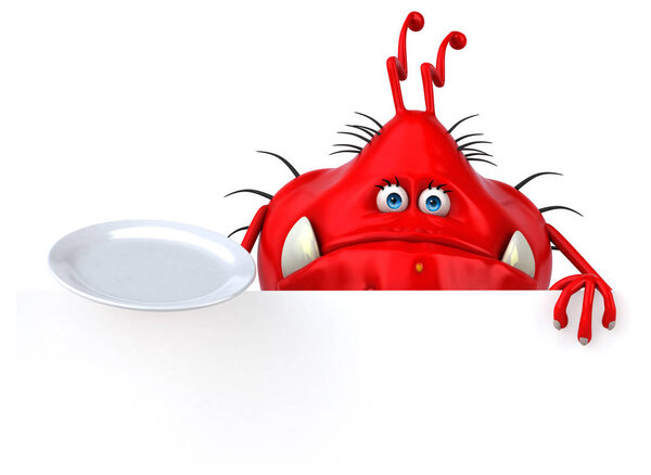 Fun cartoon character with plate