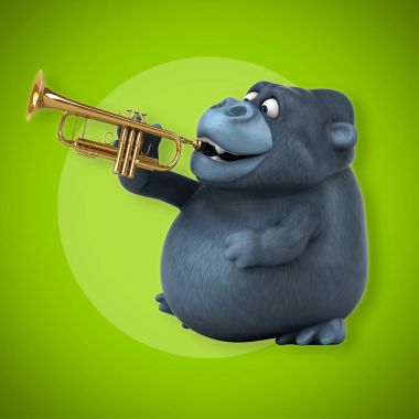 çizgi film karakteri ile müzik enstrümanı 