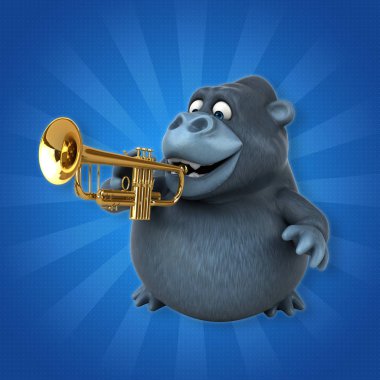 çizgi film karakteri ile müzik enstrümanı 