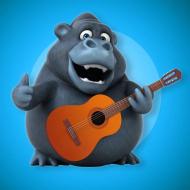 çizgi film karakteri ile müzik enstrümanı 