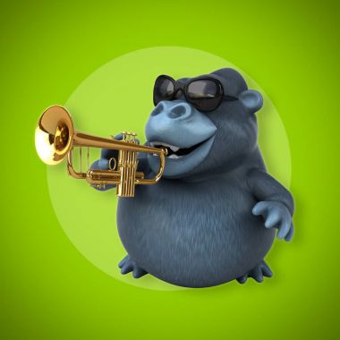 çizgi film karakteri ile müzik enstrümanı 