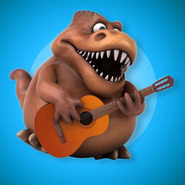 çizgi film karakteri ile müzik enstrümanı 